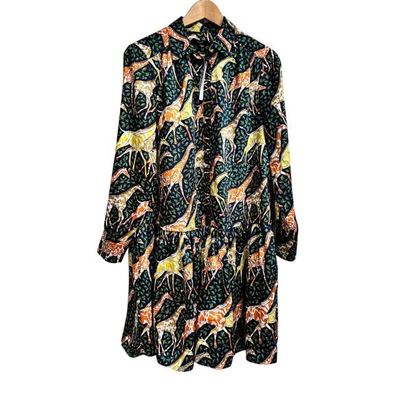 NWT J. Crew Giraffe Shirt Dress Size S Drop Waist Relaxed Fit Lined - Picture 3 of 15